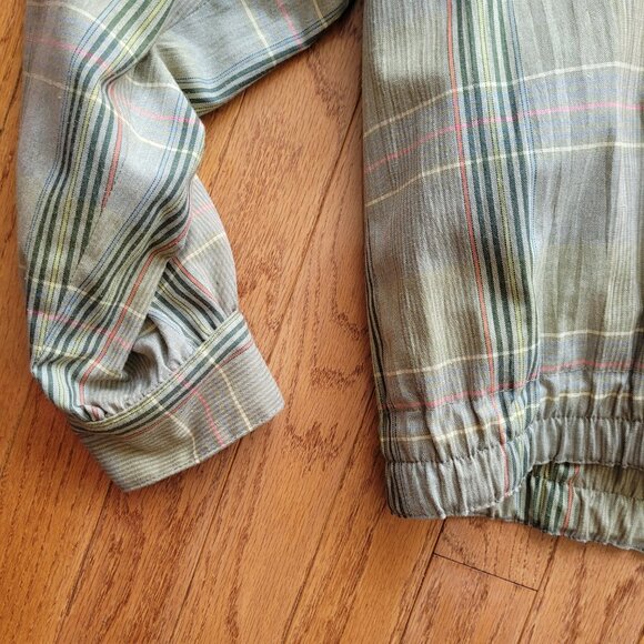 Conrad C Collection Plaid Bomber Jacket Collar SZ 12 Preppy Tennis Prep - Picture 11 of 16